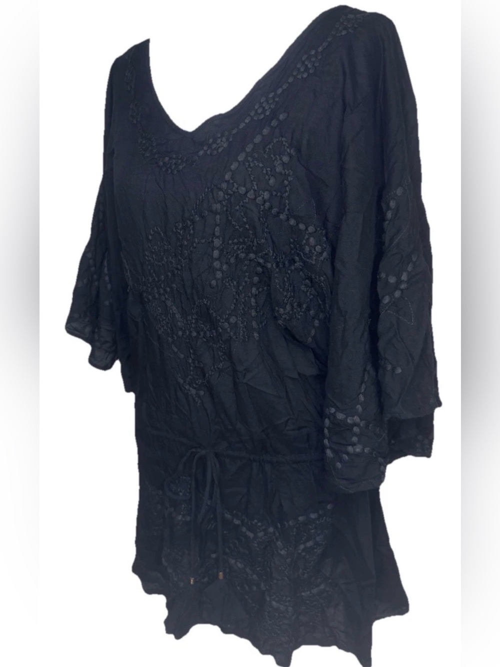 VIX Paula Hermanny Black Embroidered Swim Cover Up Tunic S